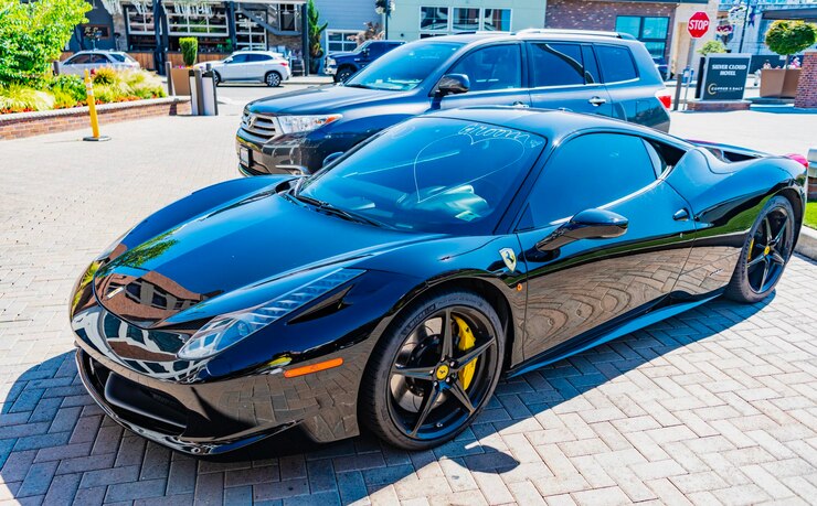 Photo 2014年7月3日 - アメリカ合衆国シアトルフェラーリ 458 イタリア ブラックカラーイタリアの高級自動車メーカー