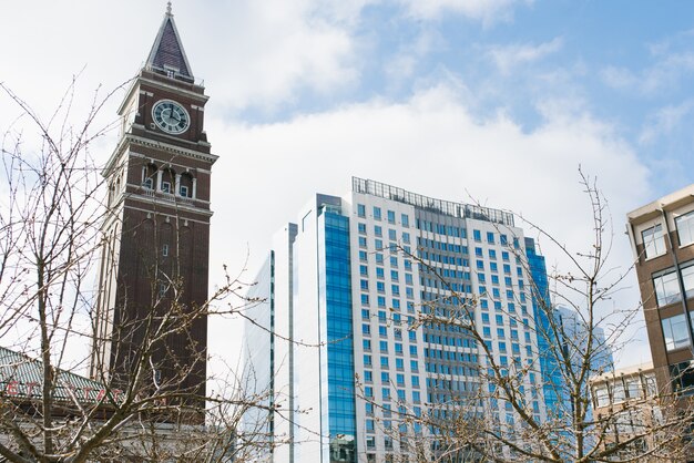 Seattle, Washington, USA. Central railway station and skyscrapers