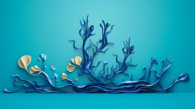 Seaweed on blue background