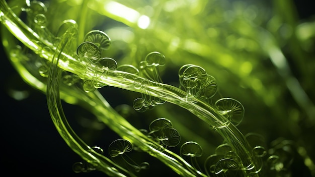 seaweed closeup against black background