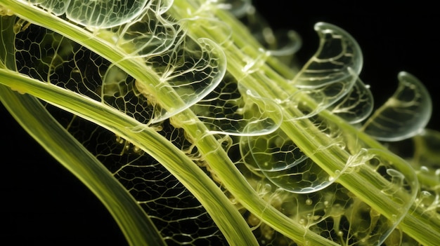 seaweed closeup against black background