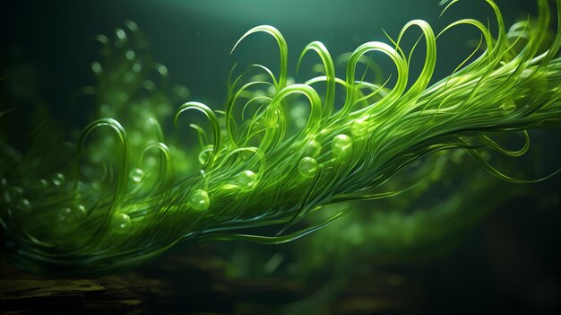 Photo seaweed closeup against black background