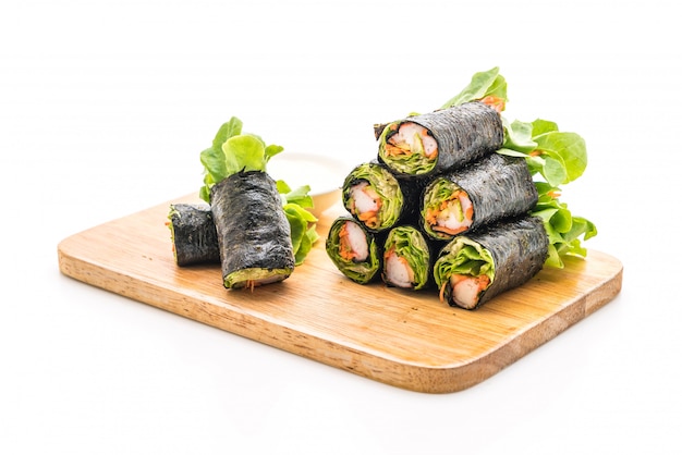 seaweed salad roll with crab stick