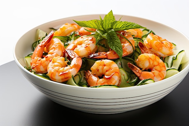 seaweed shrimp salad isolated on white background