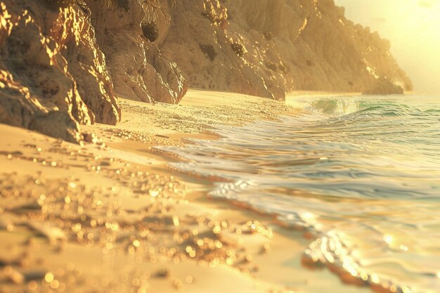 A secluded beach with golden sand