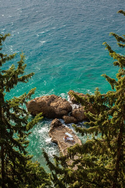 secluded beautiful beach top view