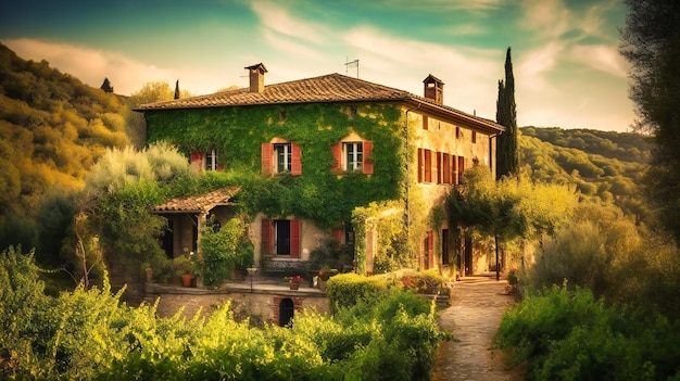 A secluded charming villa in the heart of a picturesque Tuscany vineyard creating an exclusive summer getaway