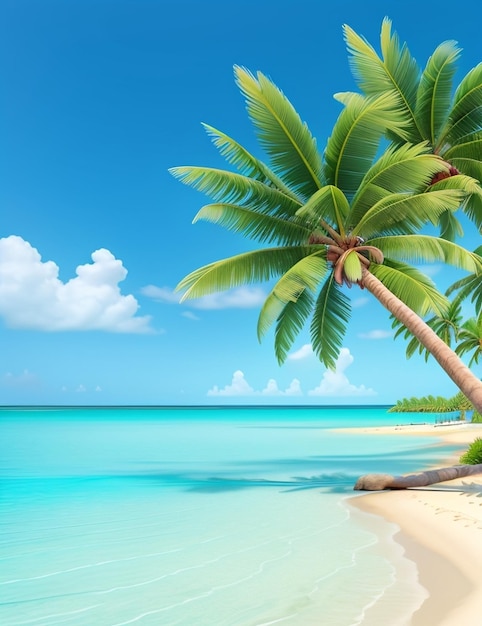Secluded island with palm trees