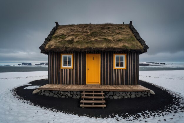 Photo secluded traditional house on a shoreline