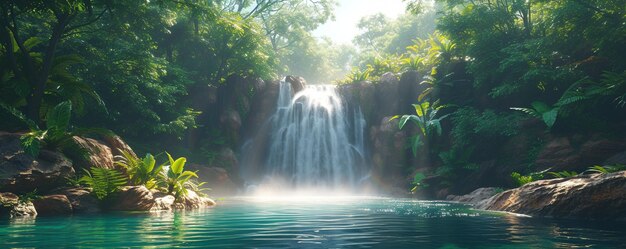 A Secluded Waterfall Hidden Tropical Background