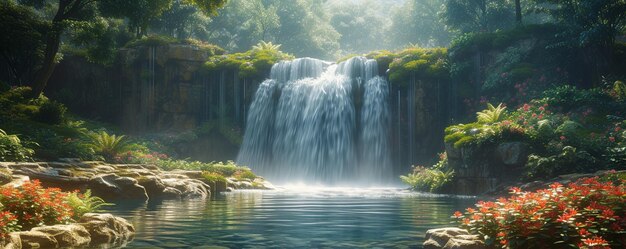 A Secluded Waterfall Hidden Tropical Wallpaper