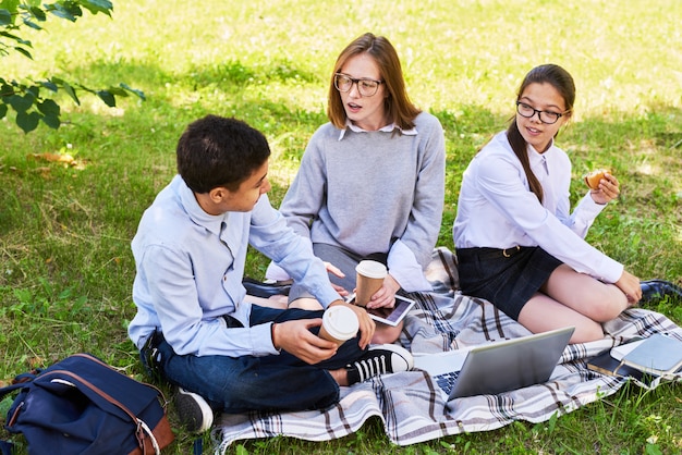 Secondary School Students Having Picnic