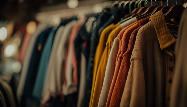 Secondhand clothes on hangers reuse Generated AI