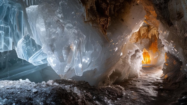 A secret fairy residence tucked within the glittering walls of a crystal cave AI Generative