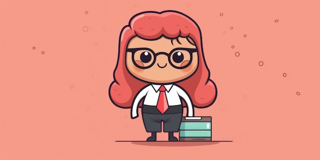 Secretary mascot for a company logo line art Generative AI