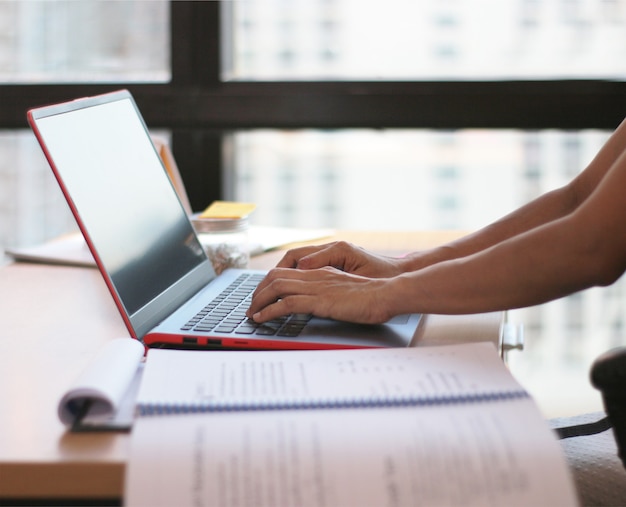 Secretary woman working on laptop for business work 