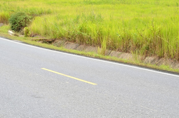 Photo section of asphalt road in a rural area