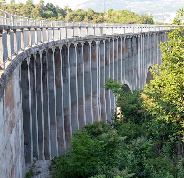 Section of the canal bridge of the Biffis artificial canal in the province of Verona