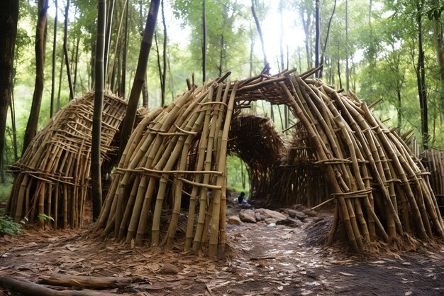 Sections of bamboo habitat in the forest