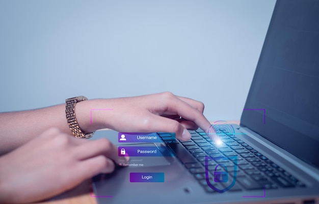ユーザーの個人データへの安全なアクセス 安全なインターネット アクセス サイバー セキュリティ データ セキュリティとサイバー セキュリティの暗号化の概念