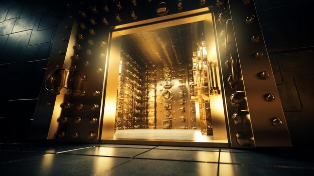 Secure bank vault with a huge armored door