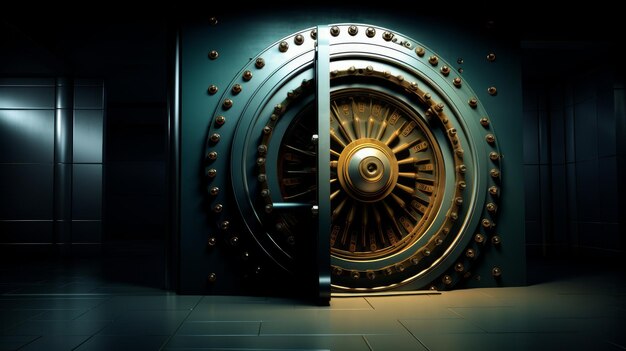 Secure bank vault with a huge armored door