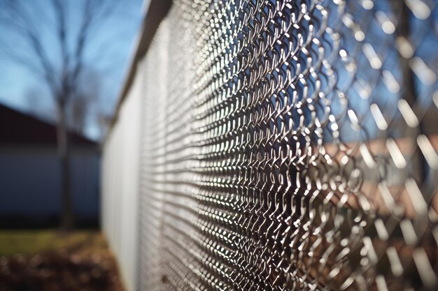 Photo secured boundaries exploring the metal mesh fencing surrounding a dwellinghouse 32 aspect ratio