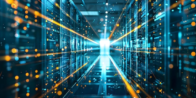 Безопасный центр обработки данных Хостинг нескольких серверов для цифровых технологий Концепция хаба Центр обработки данных хостинг многих серверов Цифровая технология Безопасная инфраструктура Технологический хаб