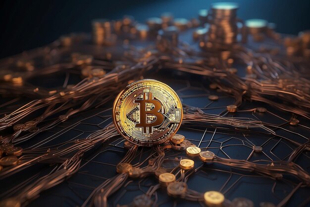 Secured digital internet cryptocurrency bitcoin background