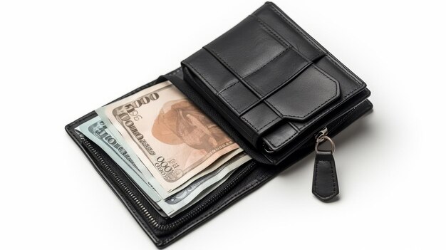 Secured Savings Isolated Black Wallet Holding 20 Euro Banknotes AR 169