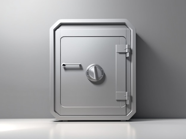 Secured Vaults 3D Vector Illustration of Closed Gray Metal Safe Door