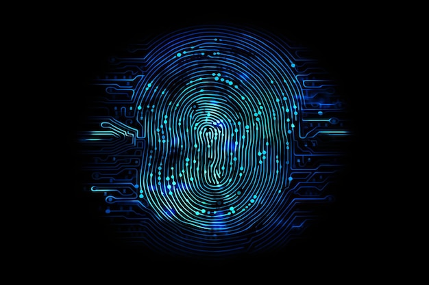 Securing Digital Identity Abstract cyber security fingerprint Generative AI