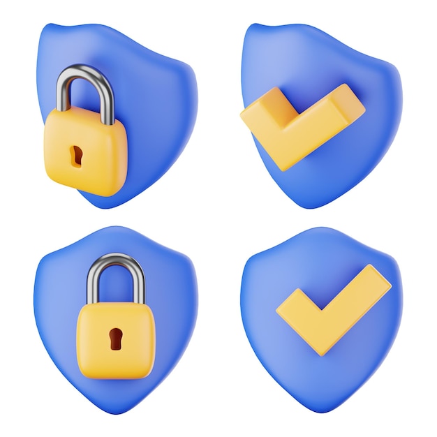 Security 3d icons render illustration