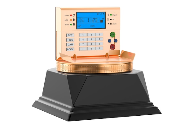 Security alarm system golden award concept 3D rendering