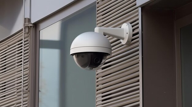 Security camera on advanced building Able understanding cameras Creative resource AI Generated