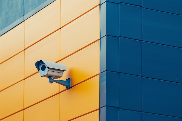 Security camera on the building wall