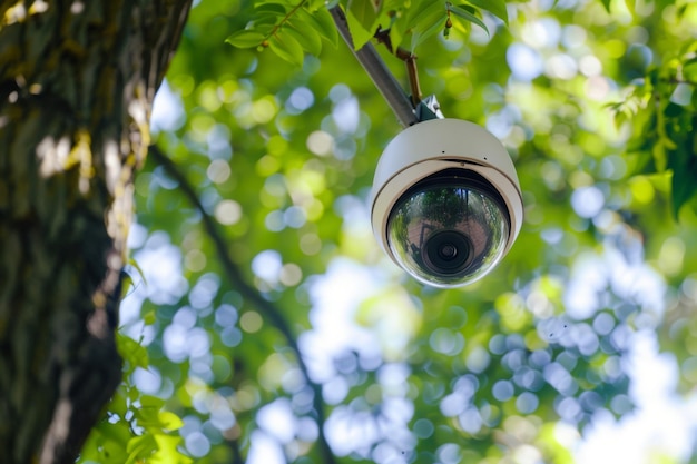 Security Camera Hanging From Tree Generative AI