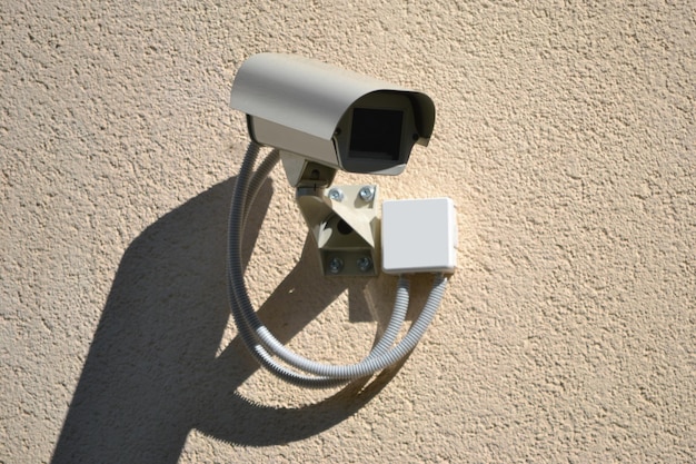 사진 벽에 설치된 보안 카메라