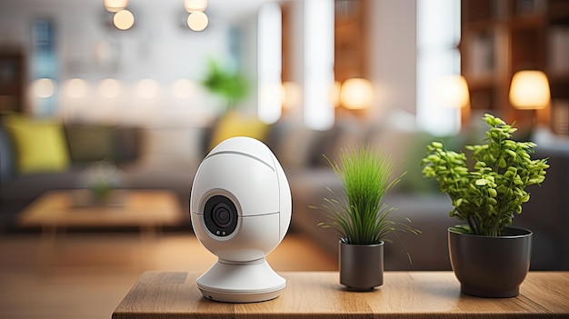 Security camera in living room interior