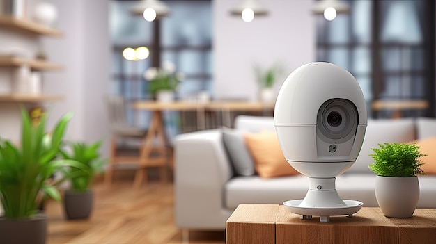 Security camera in living room interior