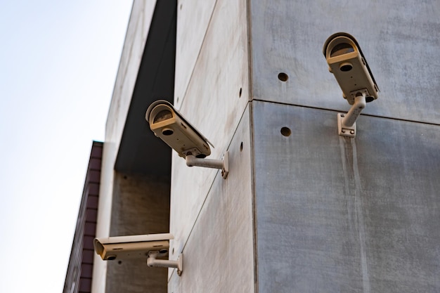 Security cctv camera on facade of building