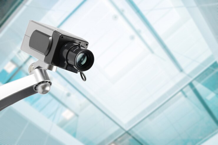 Photo security cctv camera in office building