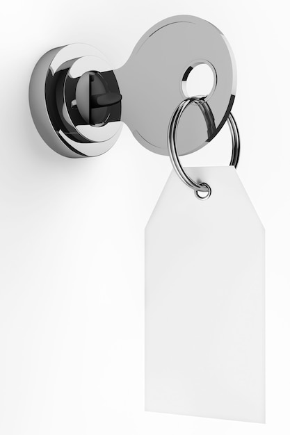 Security concept. Lock and key with pendant on a white background