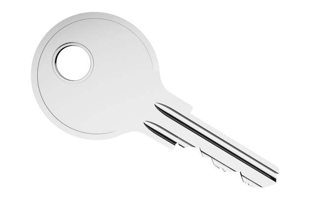 Security Concept. Metal key on a white background