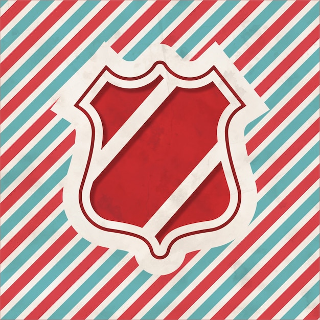 Security Concept with Icon Shield on Red and Blue Striped. Vintage Concept in Flat Design.