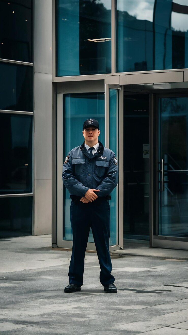 Photo 現代的なオフィスビルの警備員