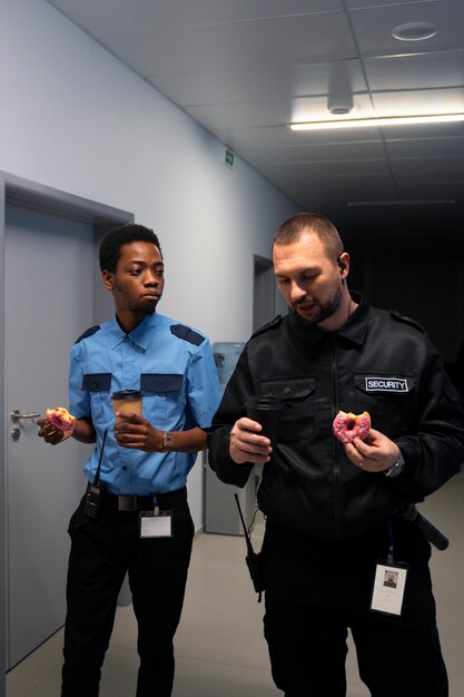 Foto guardie di sicurezza nell'area di lavoro