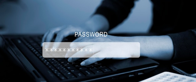 Concetto online di accesso con password di sicurezza mani digitando e inserendo nome utente e password dei social media accedi con lo smartphone a un conto bancario online protezione dei dati dagli hacker