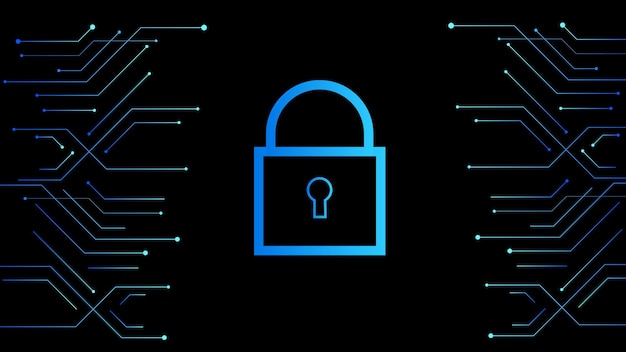 セキュリティ システム サイバー南京錠アイコン デジタル データ保護サイバー セキュリティ南京錠アイコン イラスト背景