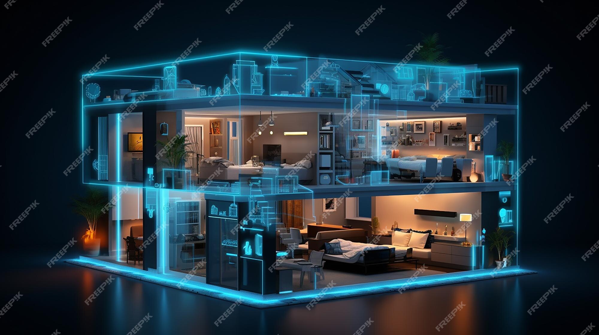 Security system of smart home 3D house plan Xray Circuit Diagram